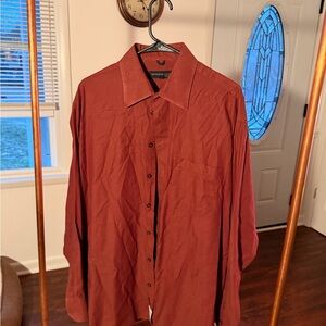 Kenneth Cole Burgundy Button-Up Shirt 17 34 35